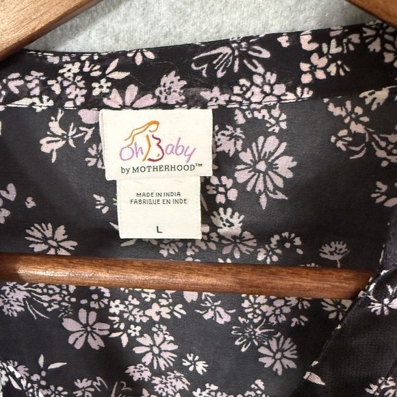 Oh Baby by Motherhood Black Floral Sheer Blouse Dress Size Large - Picture 5 of 11